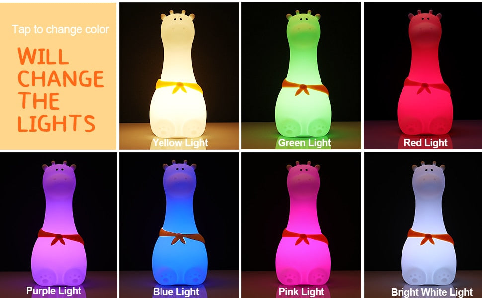 Adorable LED Night Light for Kids: Touch Sensor Bedroom Lamp with Charming Room Decor Appeal
