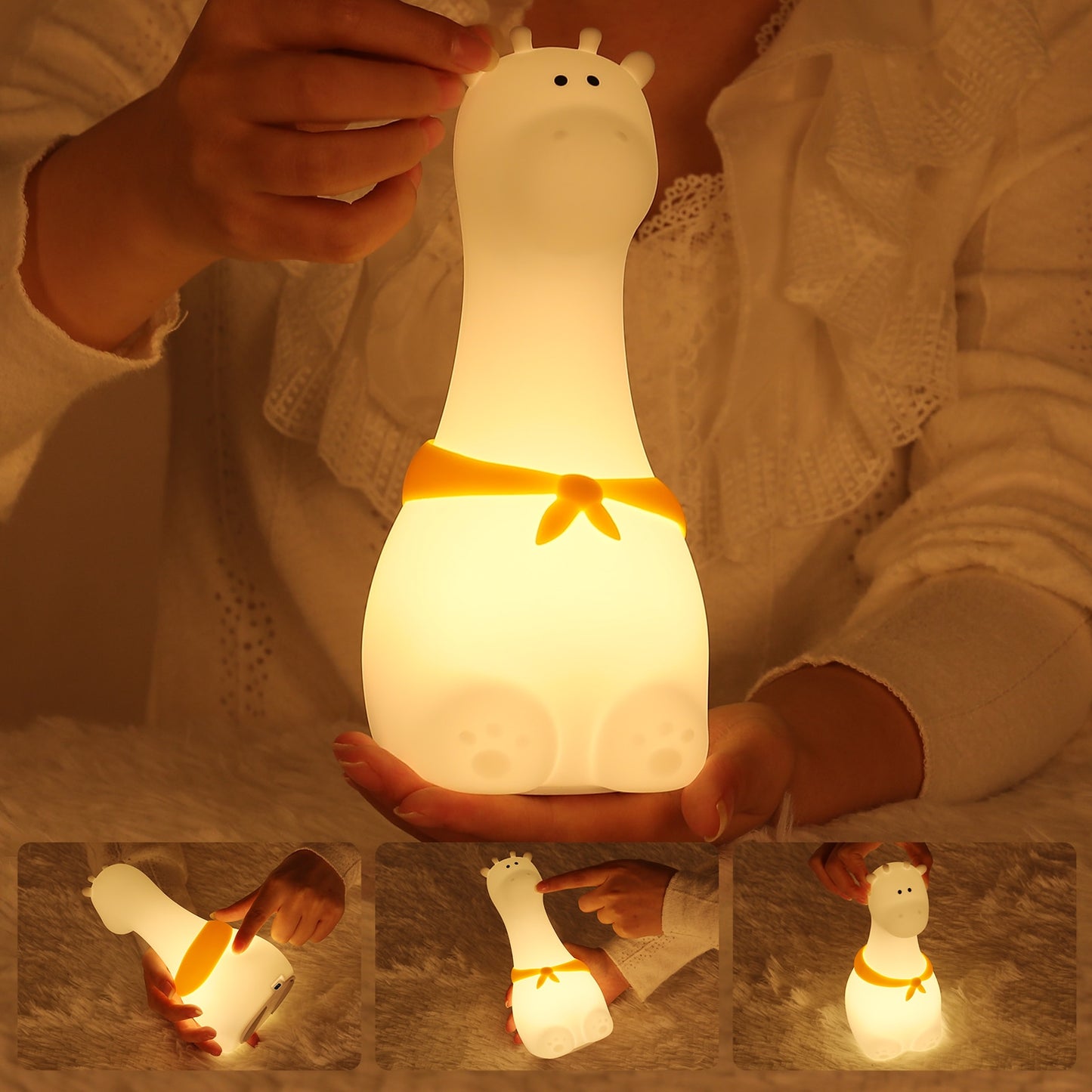 Adorable LED Night Light for Kids: Touch Sensor Bedroom Lamp with Charming Room Decor Appeal