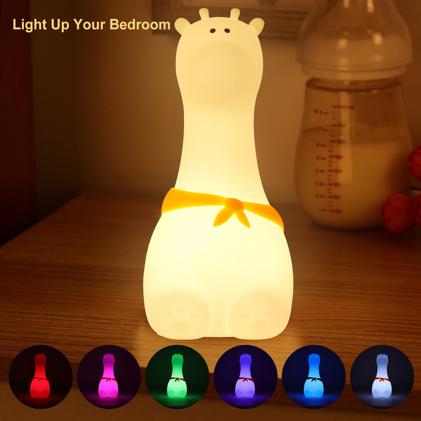 Adorable LED Night Light for Kids: Touch Sensor Bedroom Lamp with Charming Room Decor Appeal