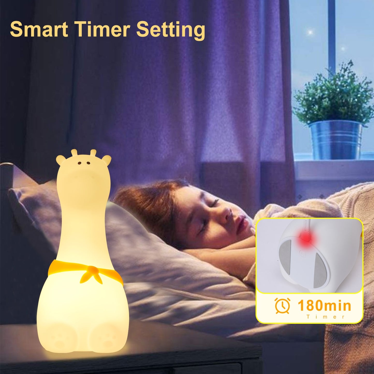 Adorable LED Night Light for Kids: Touch Sensor Bedroom Lamp with Charming Room Decor Appeal