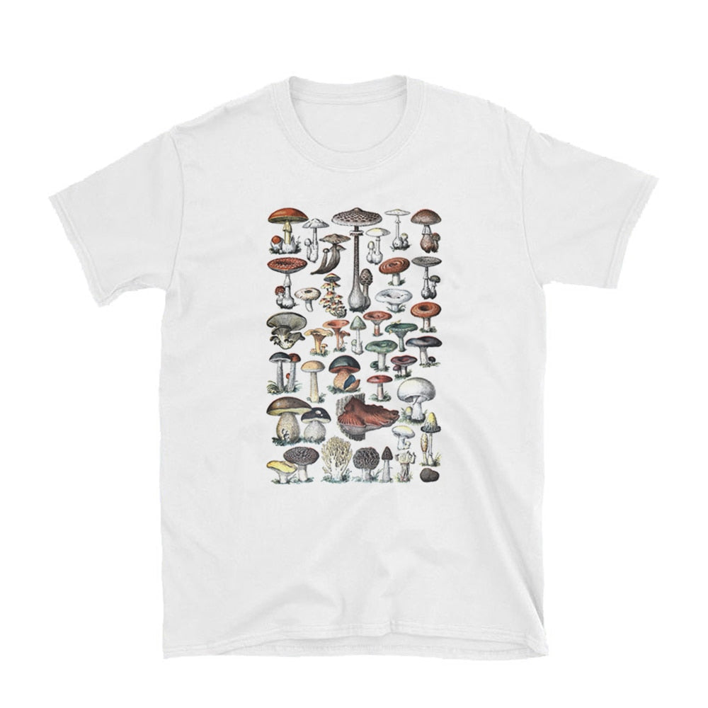 Retro Mushroom Print Oversized T-Shirt: Egirl Aesthetic meets Vintage Streetwear Chic