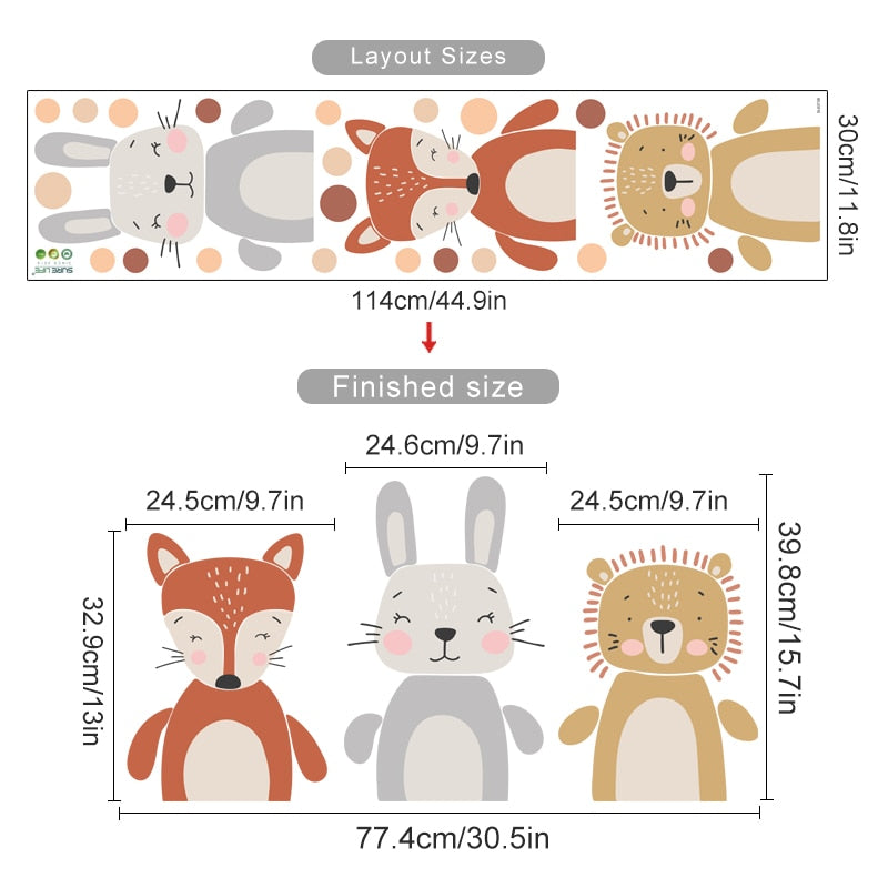 Adorable Cartoon Animal Dots Wall Stickers: Transform Your Child's Room with Whimsical Charm