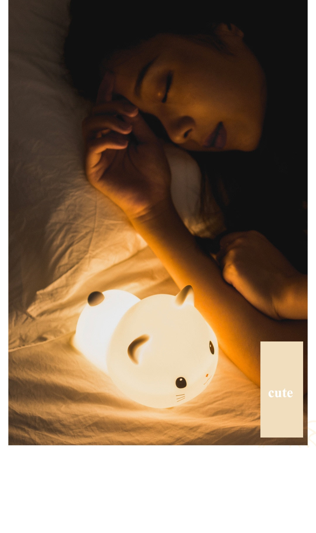 Adorable LED Night Light for Kids: Touch Sensor Bedroom Lamp with Charming Room Decor Appeal