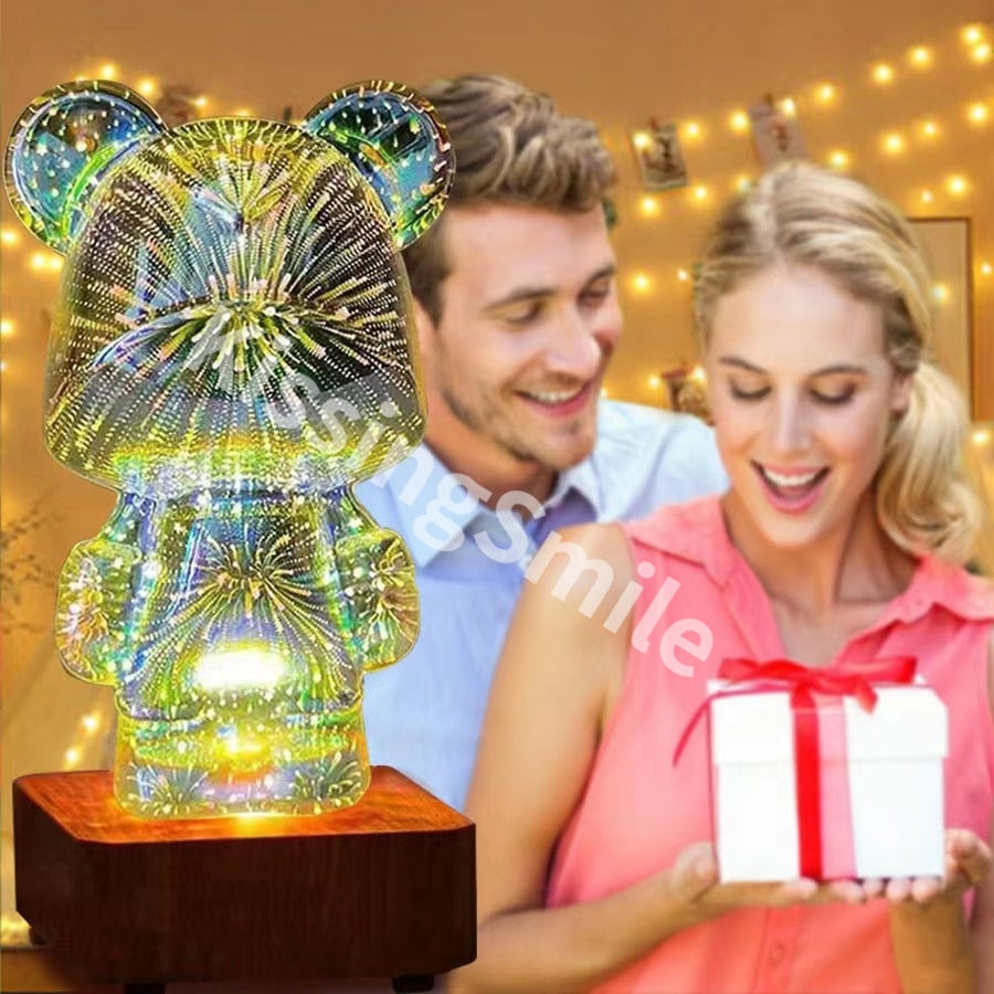 3D Fireworks Bear Decorative Light