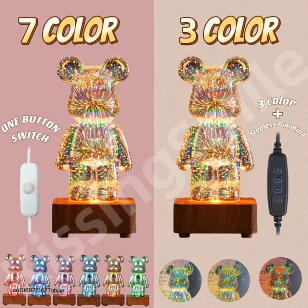 3D Fireworks Bear Decorative Light