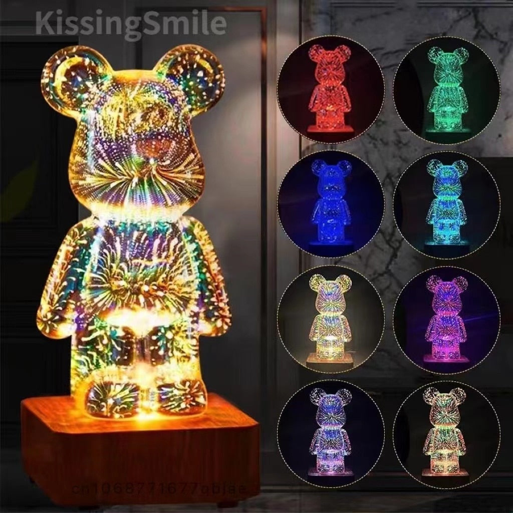 3D Fireworks Bear Decorative Light