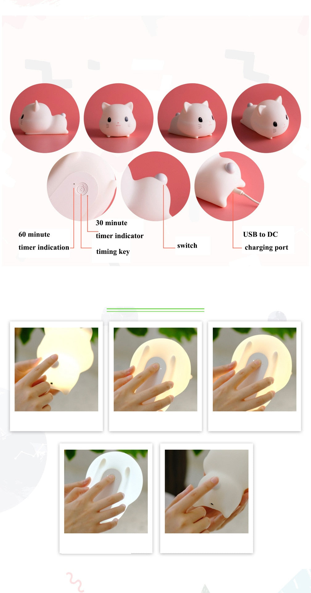 Adorable LED Night Light for Kids: Touch Sensor Bedroom Lamp with Charming Room Decor Appeal