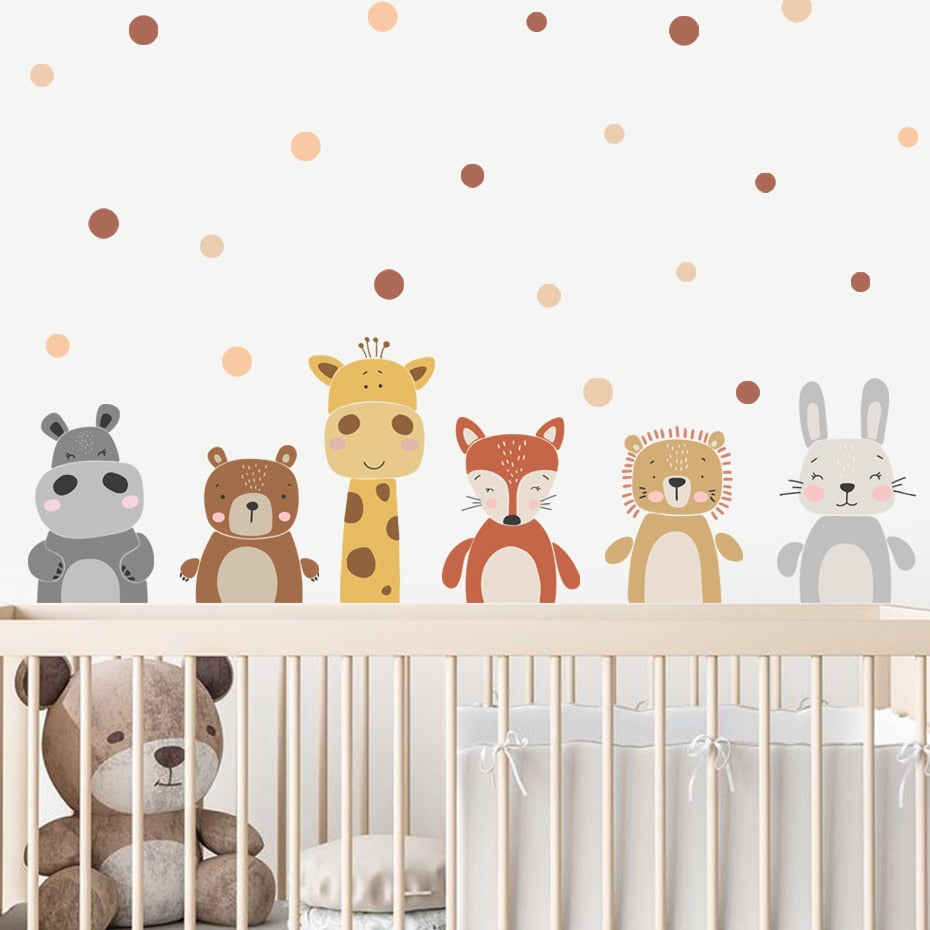 Adorable Cartoon Animal Dots Wall Stickers: Transform Your Child's Room with Whimsical Charm