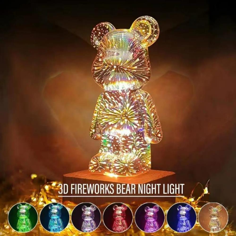 3D Fireworks Bear Decorative Light