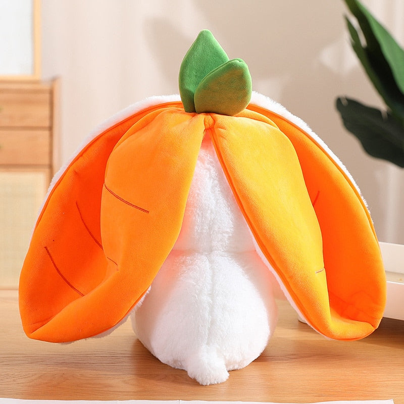 Magical Carrot to Rabbit Transformation - 18CM Cute Bunny Plush Toy with Long Ears, a Kawaii Kids' Must-Have