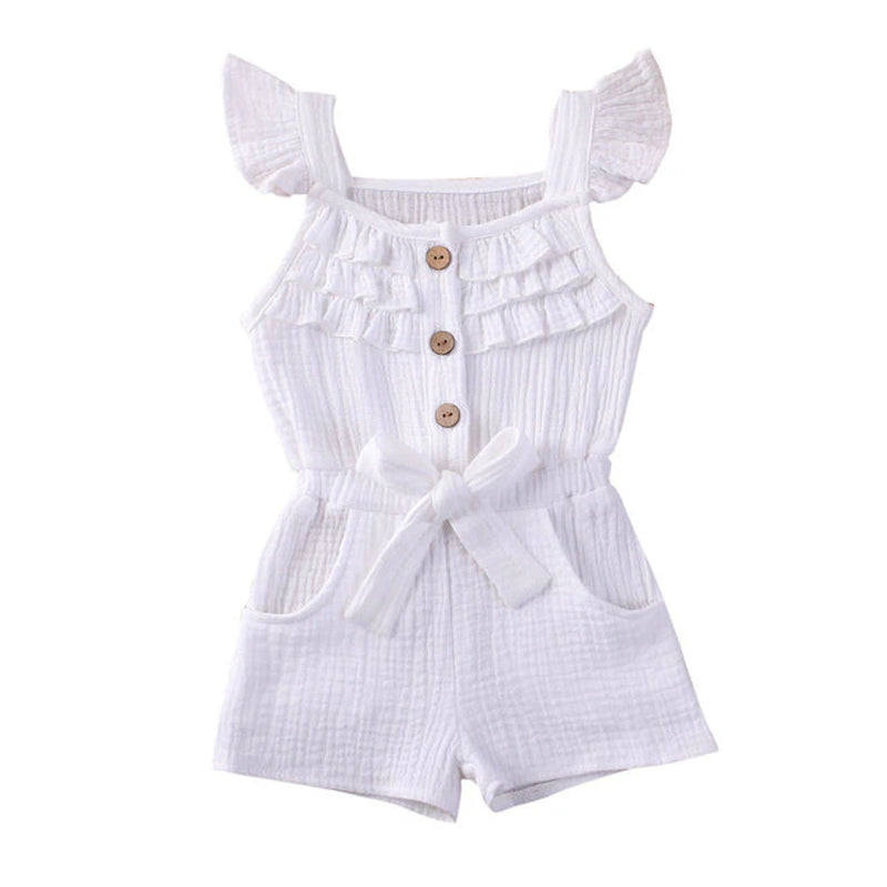 New Summer Toddler Kids Baby Girls Dress Princess Ruffle Sleeve Romper Cotton Outfits Jumpsuit Playsuit Kids Clothes 6M-5Y