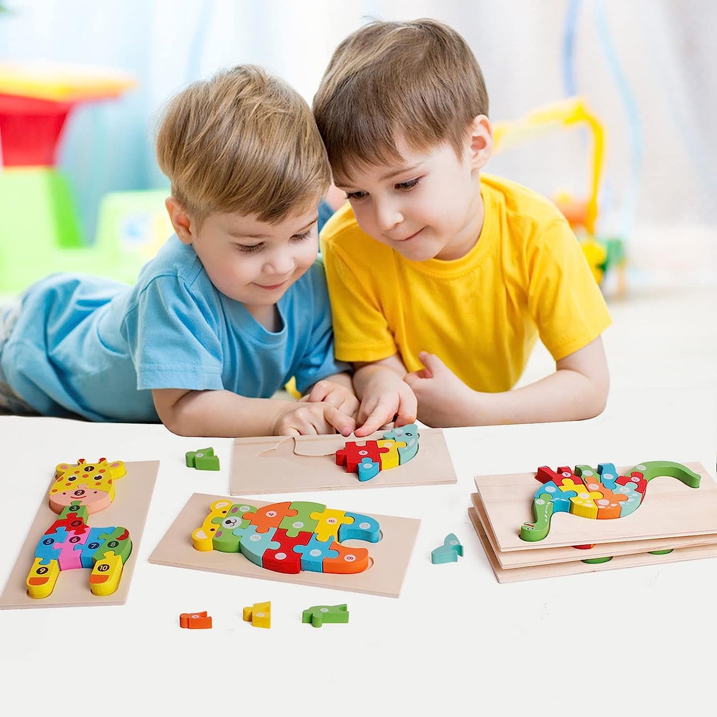 Wooden Toddler Puzzles for Kids Ages 3-5, 4-Pack Toddler Puzzle...