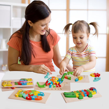 Wooden Toddler Puzzles for Kids Ages 3-5, 4-Pack Toddler Puzzle...