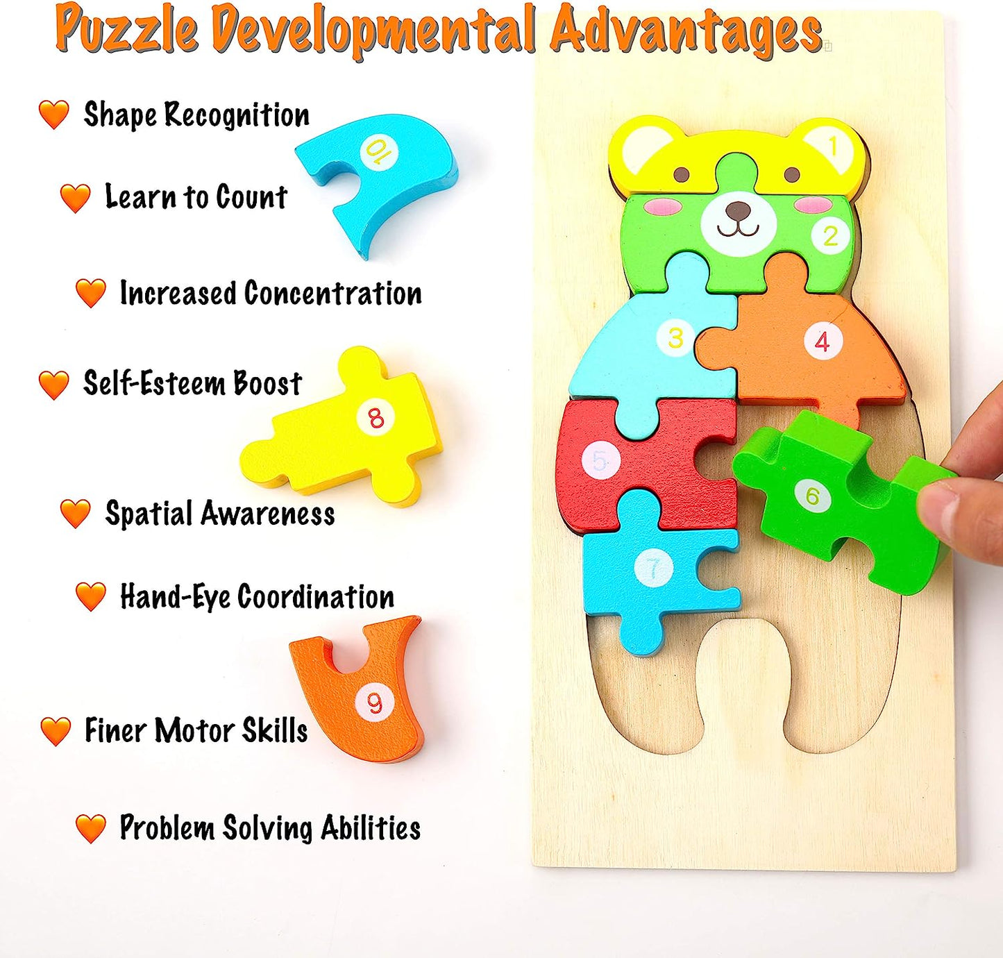 Wooden Toddler Puzzles for Kids Ages 3-5, 4-Pack Toddler Puzzle...