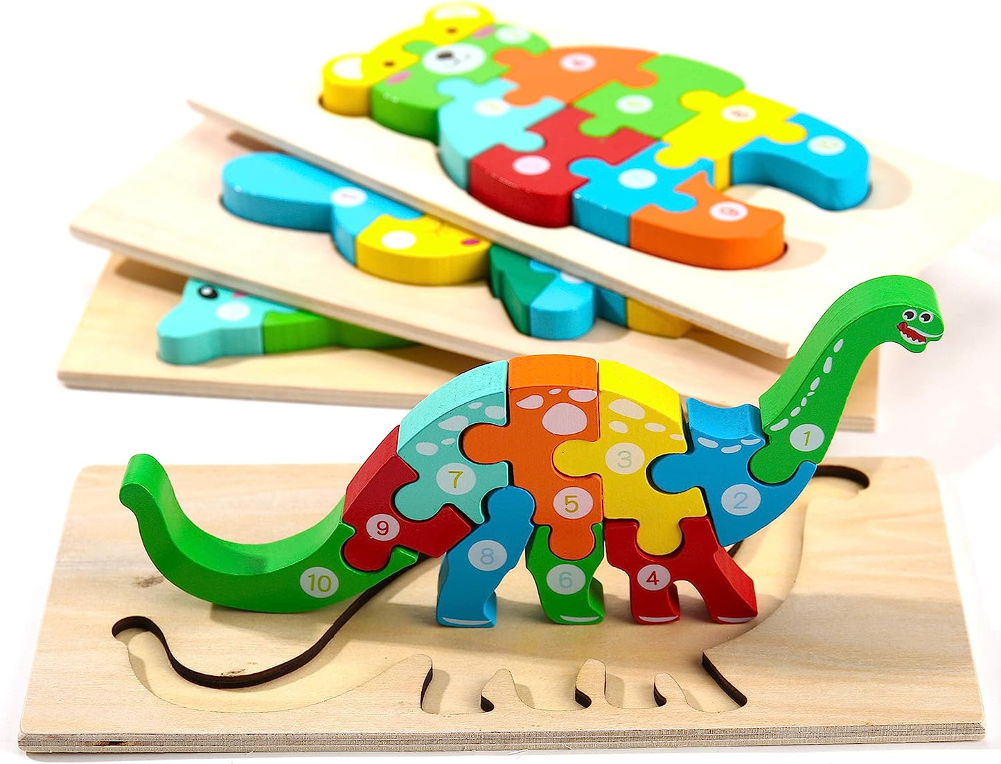 Wooden Toddler Puzzles for Kids Ages 3-5, 4-Pack Toddler Puzzle...