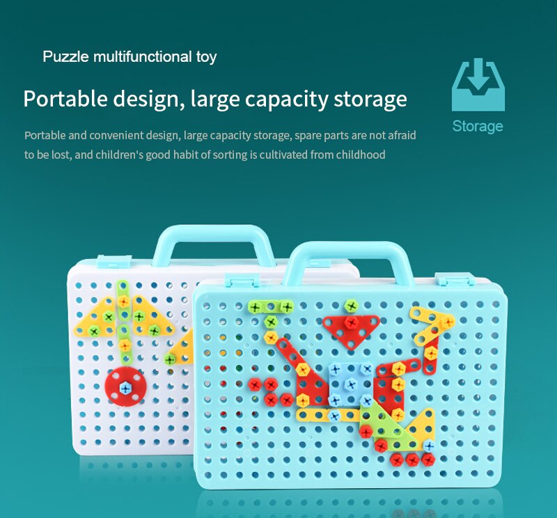Creative Mosaic Drill Set for Kids, Creative Drilling Toy with Screwdriver Tool Playset