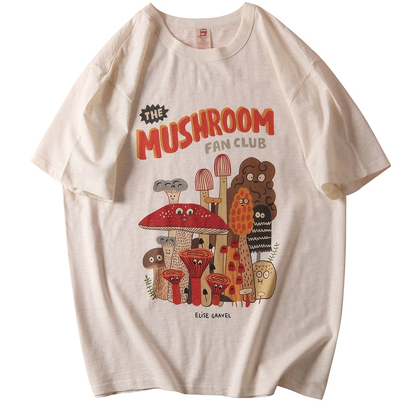Retro Apricot Mushroom Cute T-Shirts: Casual Summer Woman Tshirts