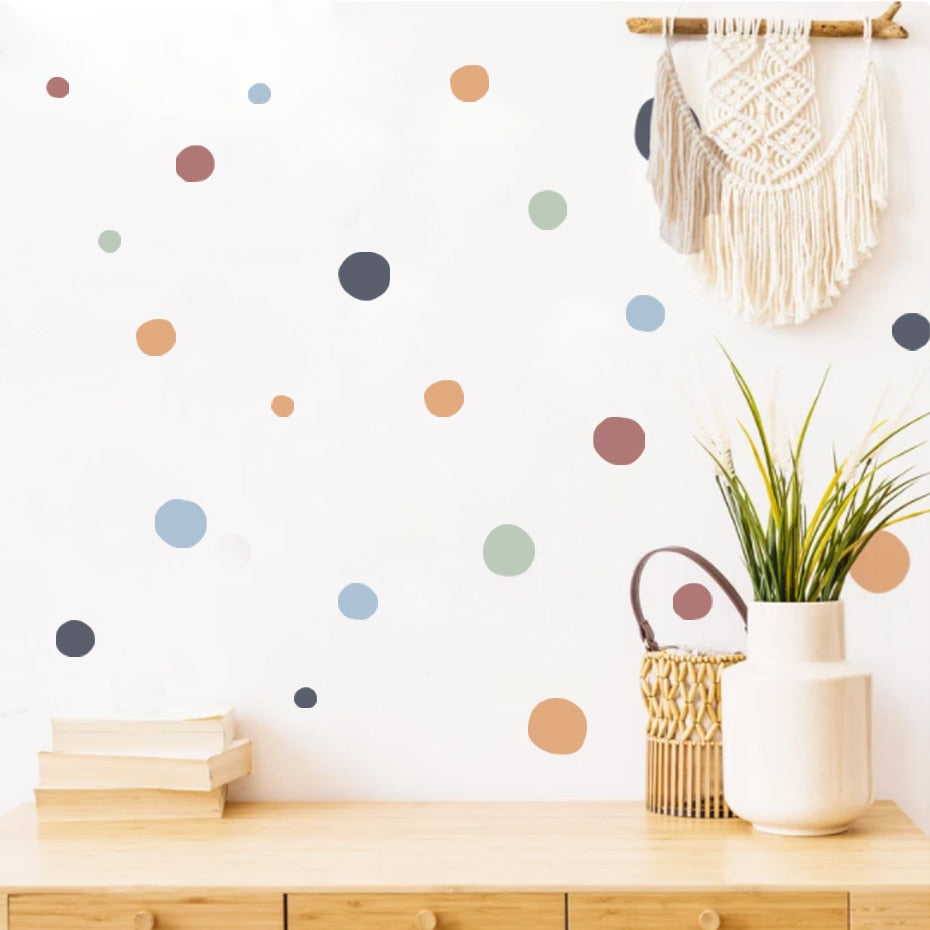 Vibrant Cartoon Polka Dots Children Wall Stickers: Transform Your Kids' Bedroom with Playful Colors