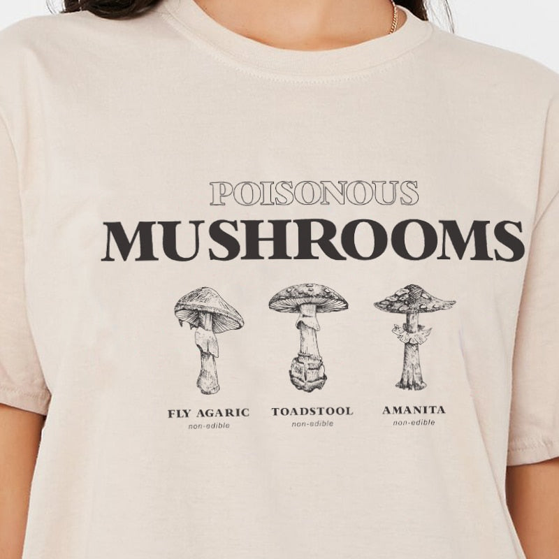 Retro Mushroom Print Oversized T-Shirt: Egirl Aesthetic meets Vintage Streetwear Chic