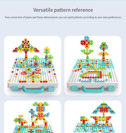 Creative Mosaic Drill Set for Kids, Creative Drilling Toy with Screwdriver Tool Playset