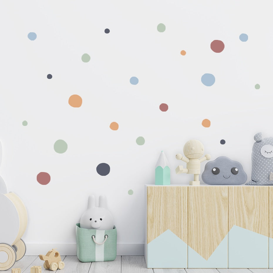 Vibrant Cartoon Polka Dots Children Wall Stickers: Transform Your Kids' Bedroom with Playful Colors