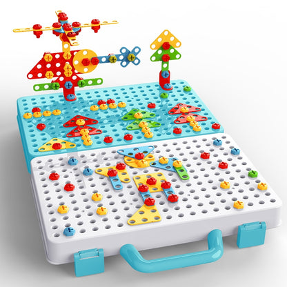 Creative Mosaic Drill Set for Kids, Creative Drilling Toy with Screwdriver Tool Playset