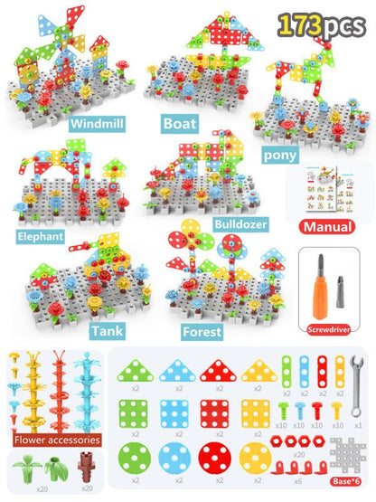 Creative Mosaic Drill Set for Kids, Creative Drilling Toy with Screwdriver Tool Playset