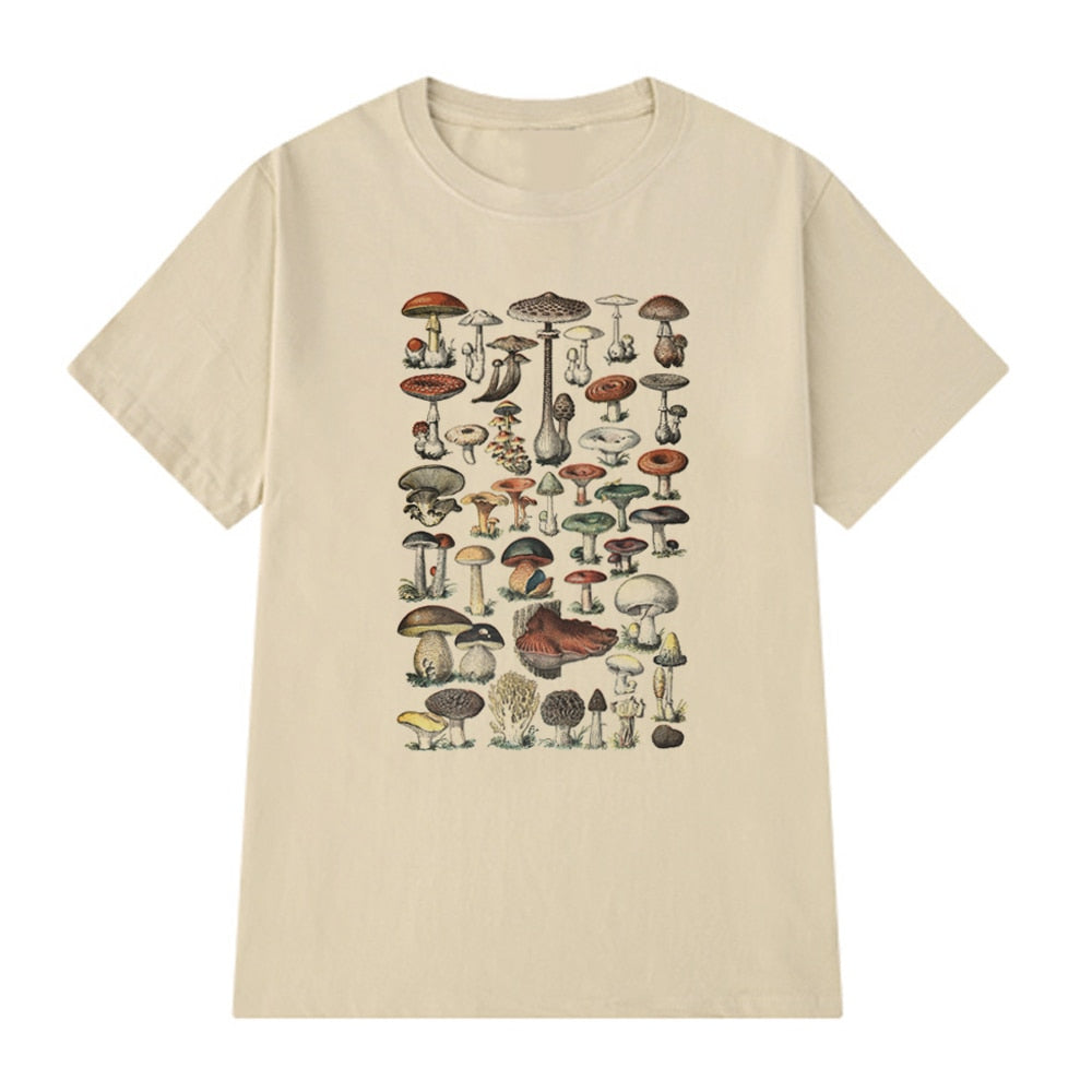 Retro Mushroom Print Oversized T-Shirt: Egirl Aesthetic meets Vintage Streetwear Chic