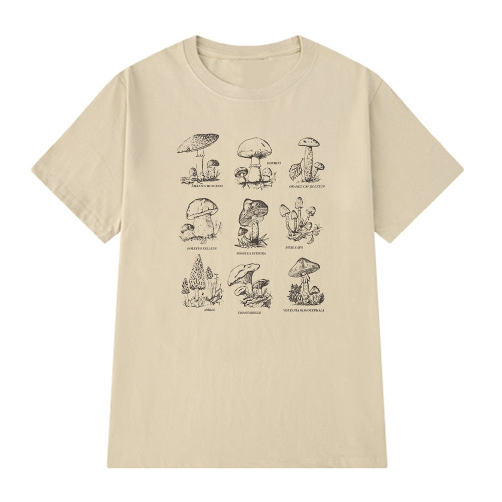 Retro Mushroom Print Oversized T-Shirt: Egirl Aesthetic meets Vintage Streetwear Chic