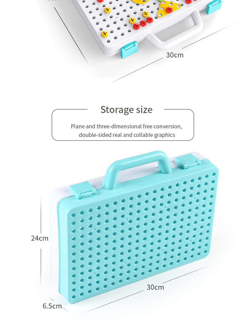 Creative Mosaic Drill Set for Kids, Creative Drilling Toy with Screwdriver Tool Playset