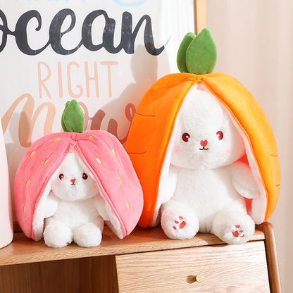Magical Carrot to Rabbit Transformation - 18CM Cute Bunny Plush Toy with Long Ears, a Kawaii Kids' Must-Have