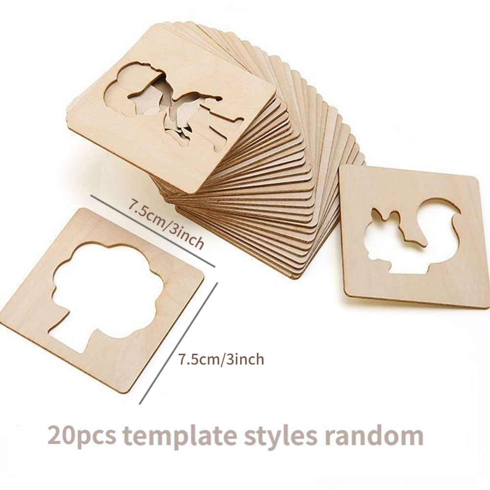 20Pcs Wooden DIY Painting Template