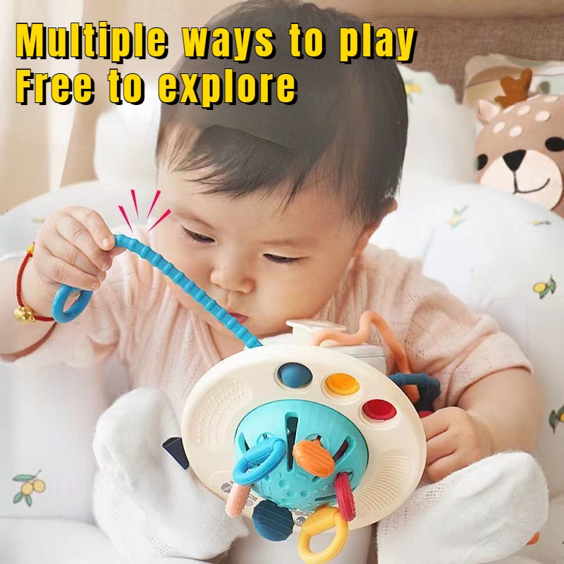 Montessori Sensory Development Toys: Pull-String Finger Grasp Trainer for Early Learning and Teething (BPA-Free, 1-3 Years)