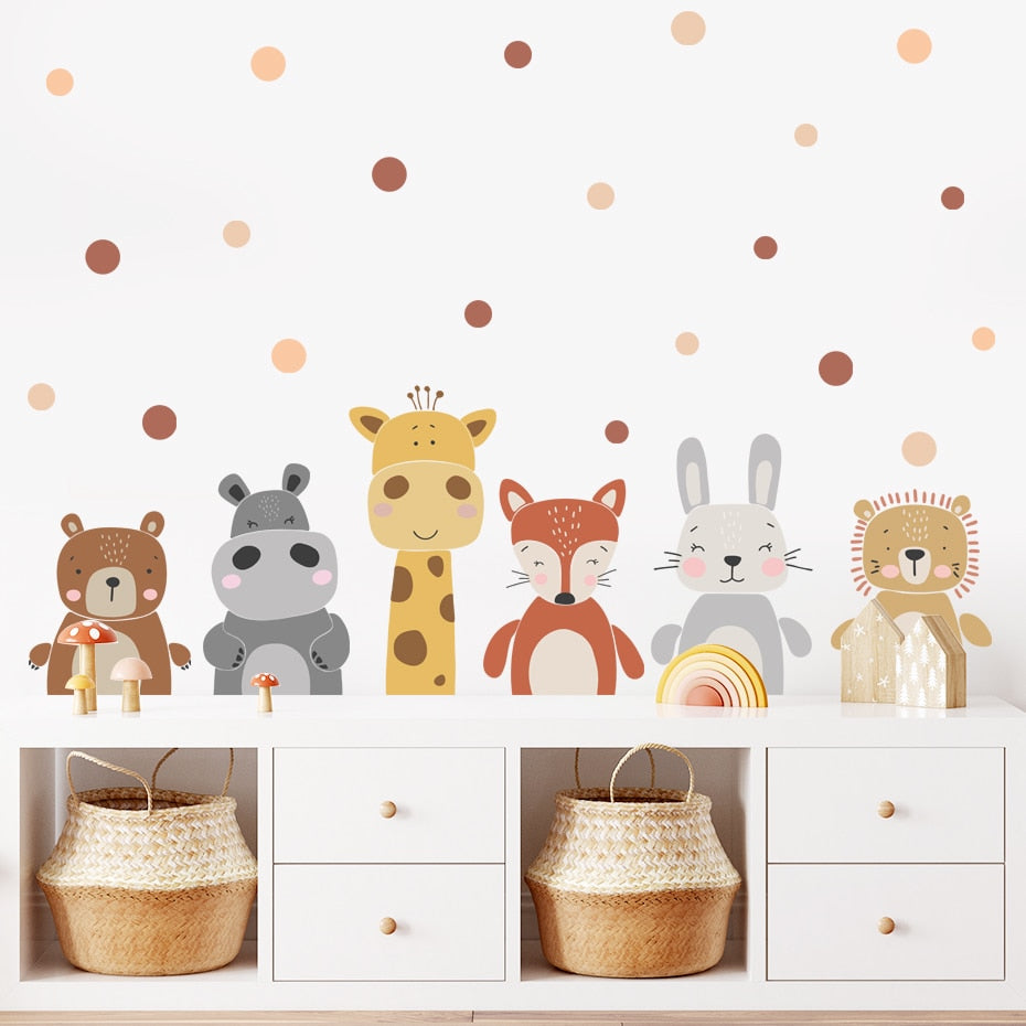 Adorable Cartoon Animal Dots Wall Stickers: Transform Your Child's Room with Whimsical Charm
