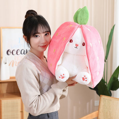 Magical Carrot to Rabbit Transformation - 18CM Cute Bunny Plush Toy with Long Ears, a Kawaii Kids' Must-Have