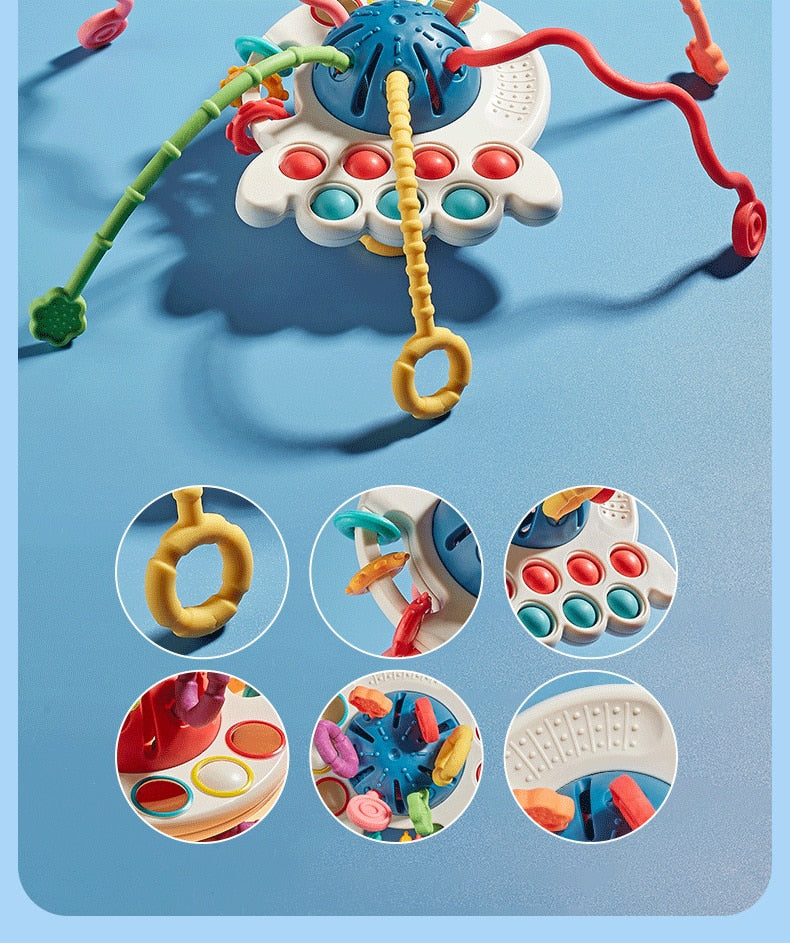 Montessori Sensory Development Toys: Pull-String Finger Grasp Trainer for Early Learning and Teething (BPA-Free, 1-3 Years)