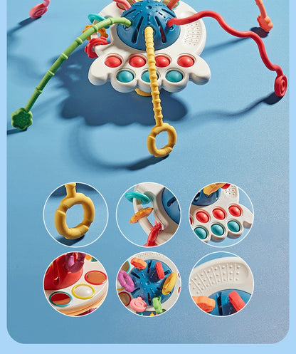 Montessori Sensory Development Toys: Pull-String Finger Grasp Trainer for Early Learning and Teething (BPA-Free, 1-3 Years)