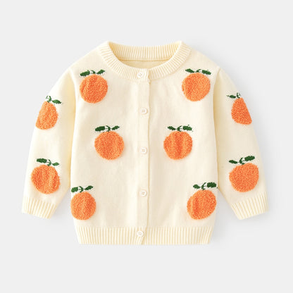Kids Sweater Cardigan for Girls Boy Cotton Fruit Stereosco Pattern