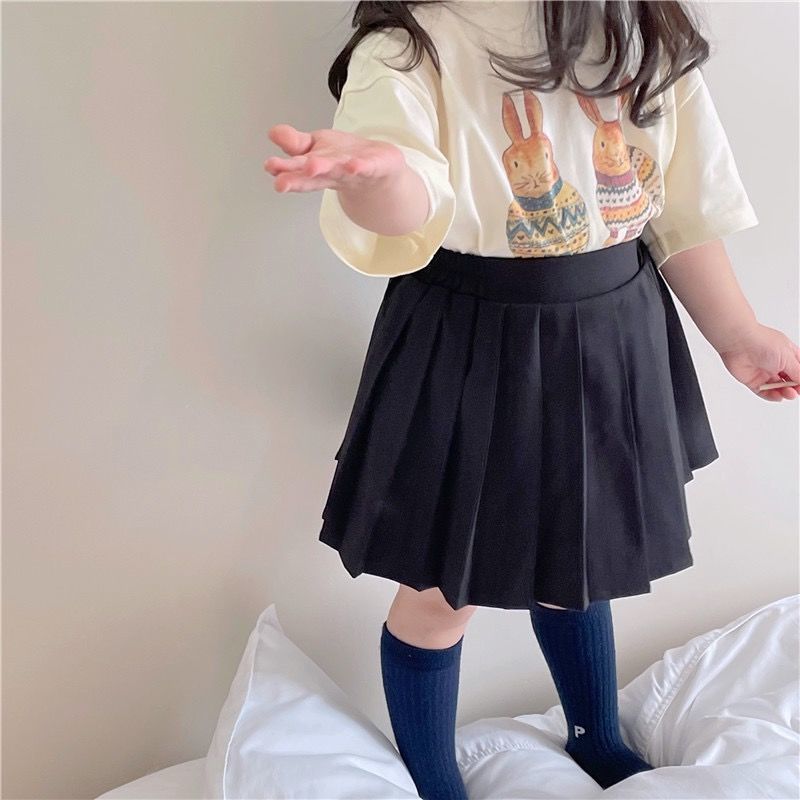 2024 Summer Girls T-shirt Short-sleeve Tops for Kids Cartoon Beige Color