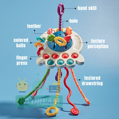 Montessori Sensory Development Toys: Pull-String Finger Grasp Trainer for Early Learning and Teething (BPA-Free, 1-3 Years)