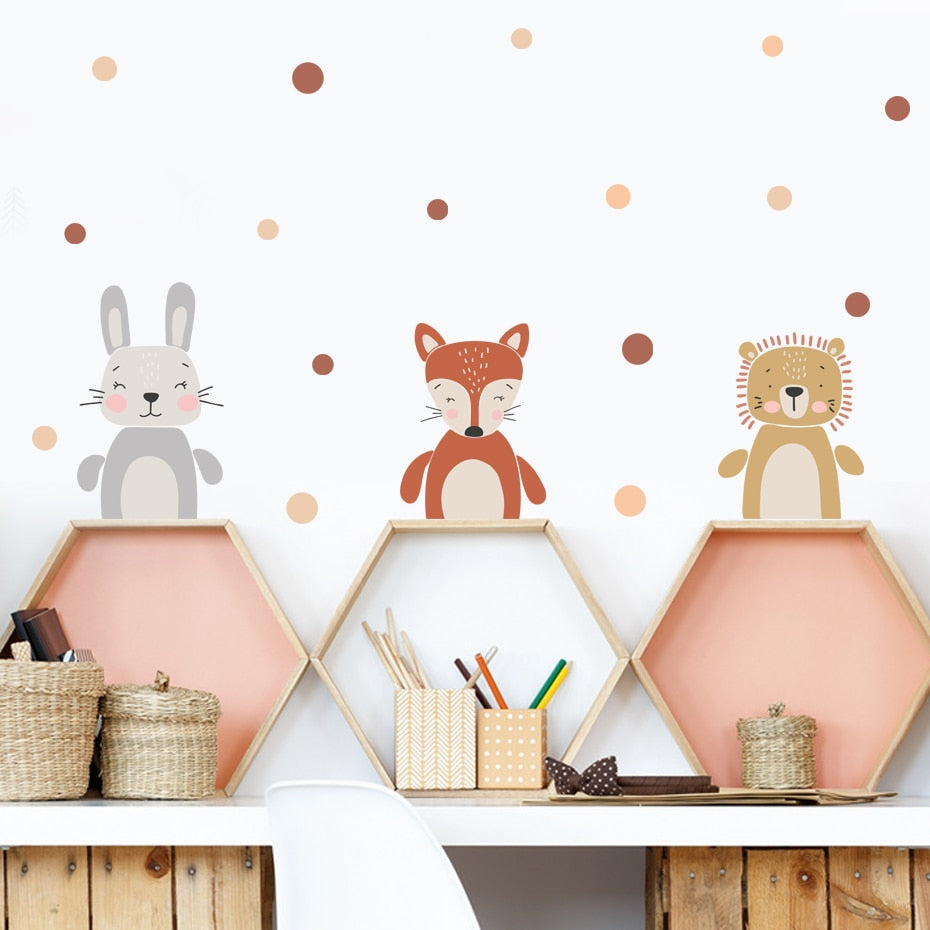 Adorable Cartoon Animal Dots Wall Stickers: Transform Your Child's Room with Whimsical Charm
