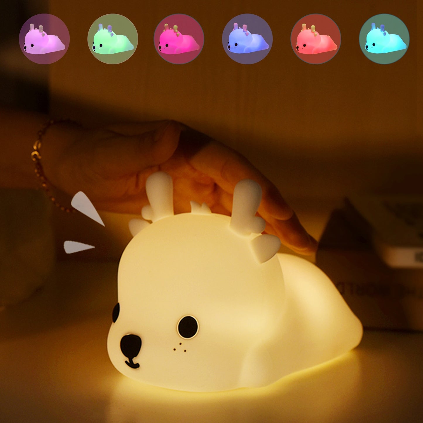 Adorable LED Night Light for Kids: Touch Sensor Bedroom Lamp with Charming Room Decor Appeal