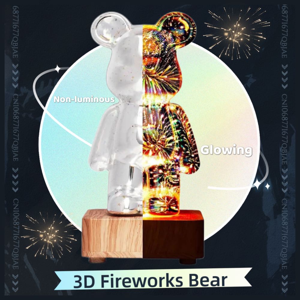 3D Fireworks Bear Decorative Light