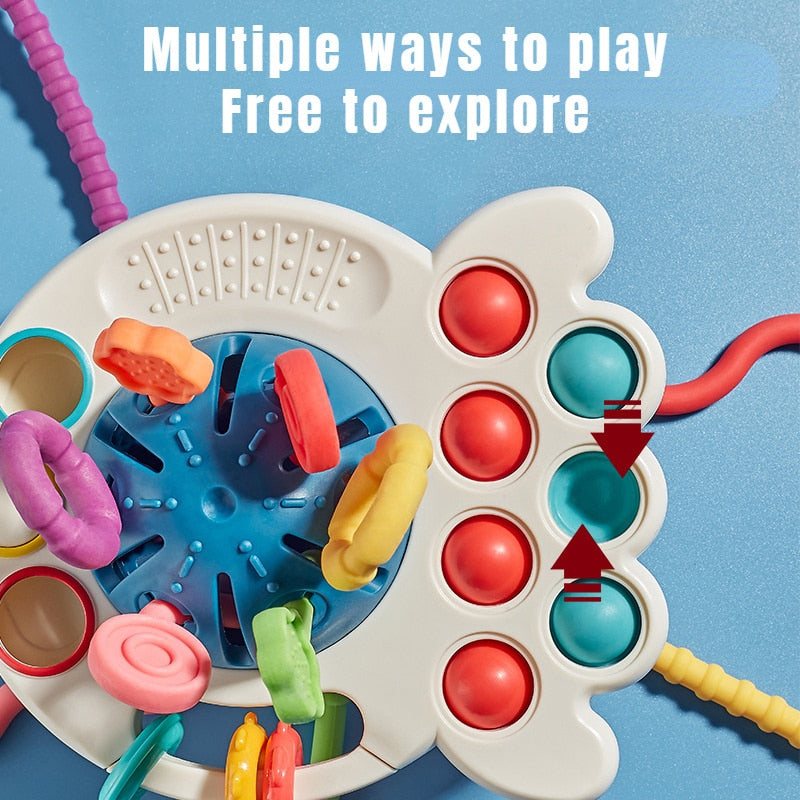 Montessori Sensory Development Toys: Pull-String Finger Grasp Trainer for Early Learning and Teething (BPA-Free, 1-3 Years)