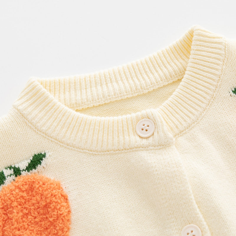 Kids Sweater Cardigan for Girls Boy Cotton Fruit Stereosco Pattern