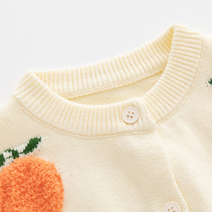 Kids Sweater Cardigan for Girls Boy Cotton Fruit Stereosco Pattern