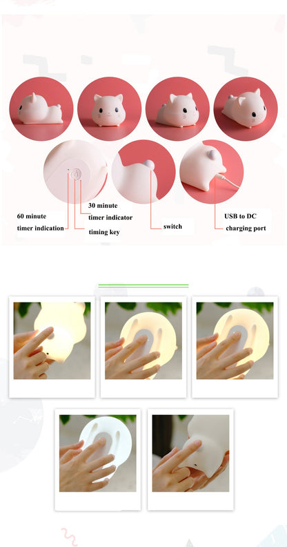 Adorable LED Night Light for Kids: Touch Sensor Bedroom Lamp with Charming Room Decor Appeal