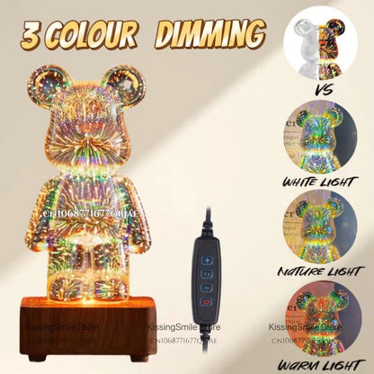 3D Fireworks Bear Decorative Light