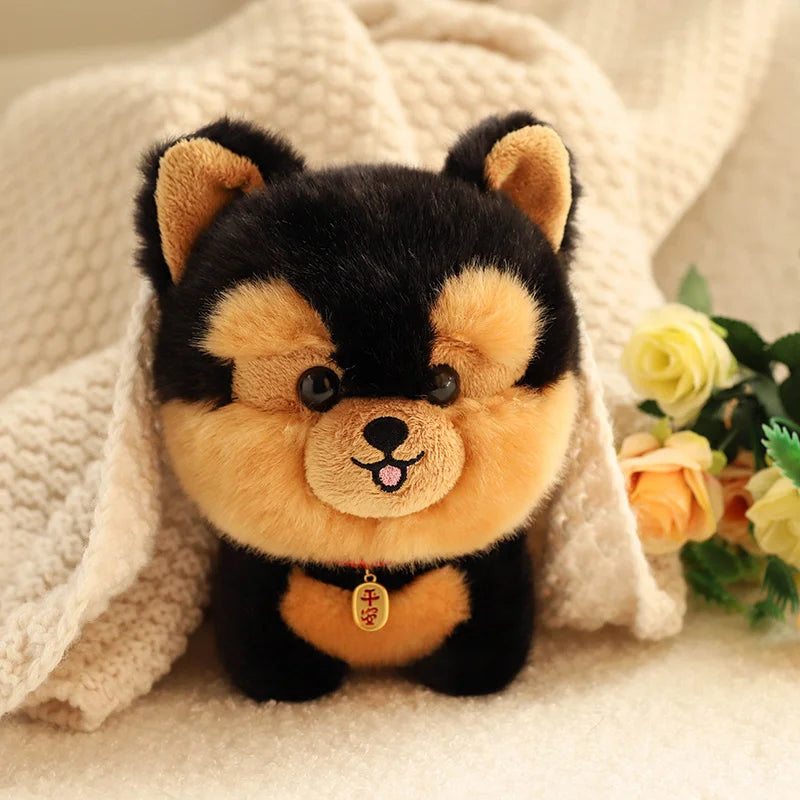 Cute plush toy featuring a furry corgi dog with a big head, embodying the charm of various lifelike animals like Shiba Inu, ChowChow, Yorkshire, Bichon, and Husky.