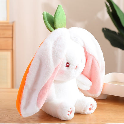 Magical Carrot to Rabbit Transformation - 18CM Cute Bunny Plush Toy with Long Ears, a Kawaii Kids' Must-Have